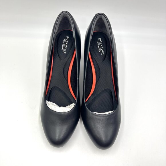 9W 9 WIDE WIDTH Rockport Total Motion Leah Black Nappa Leather Heels Pumps Shoes - Picture 3 of 16